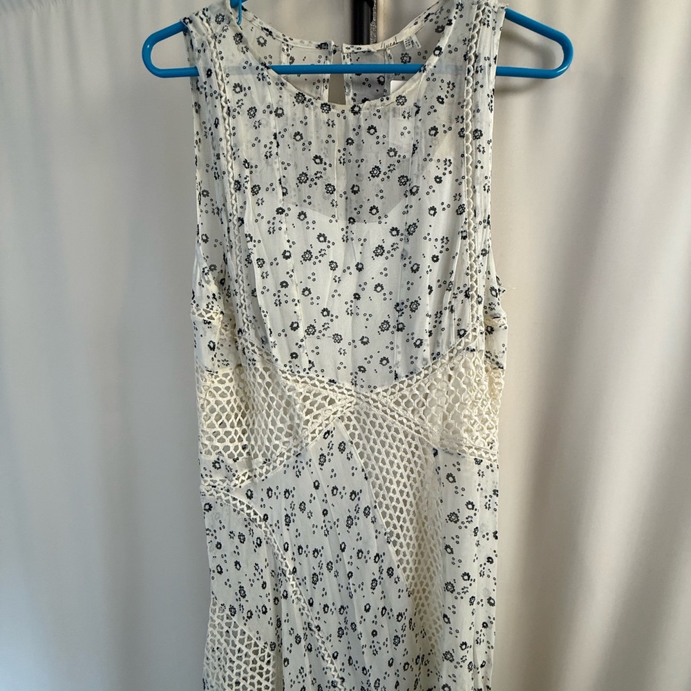 Anthropologie Cream Sleeveless Scoop Neck Midi Sundress